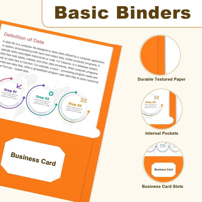 LAYZZ Folders with Pockets, 60 Pack Paper Pocket Folders, 2 Pocket File folders Fits Letter Size Paper, for School Office and Home (Orange) - Image 3